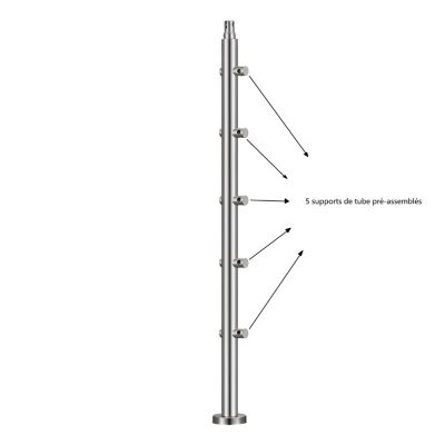 Kit garde-corps 5 barres rondes 1.8m Acier Inox 201 Argent - Installation verticale - Usage intérieur et extérieur