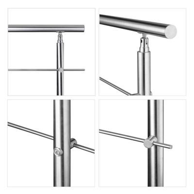 Kit garde-corps 5 barres rondes 1.8m Acier Inox 201 Argent - Installation verticale - Usage intérieur et extérieur