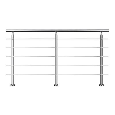 Kit garde-corps 5 barres rondes 2.2m Acier Inox 201 Argent - Installation verticale - Usage intérieur et extérieur