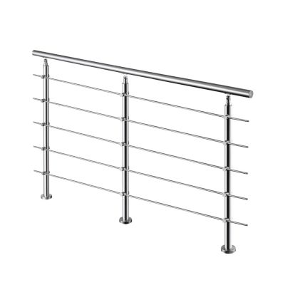Kit garde-corps 5 barres rondes 2.2m Acier Inox 201 Argent - Installation verticale - Usage intérieur et extérieur