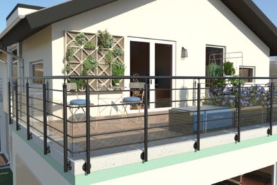 Kit garde corps à plat Alumin'home Oxalis noir 2m