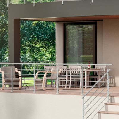 Kit garde-corps à plat Cala en aluminium gris clair RAL 7035