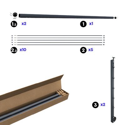 Kit garde-corps aluminium gris anthracite 2m pose latérale, Initio KORDO