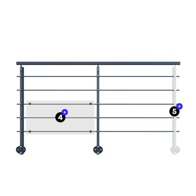 Kit garde-corps aluminium gris anthracite 2m pose latérale, Initio KORDO