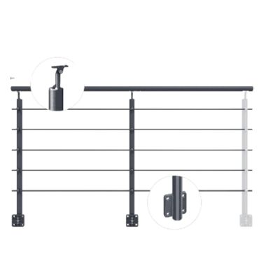 Kit garde-corps aluminium gris anthracite 2m pose latérale, Opalu KORDO