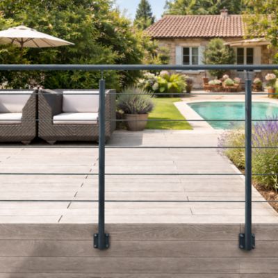 Kit garde-corps aluminium gris anthracite 2m pose latérale, Opalu KORDO