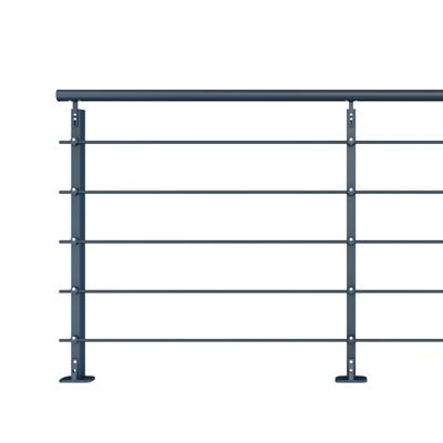Kit garde-corps aluminium gris anthracite 2m pose à plat, Initio KORDO