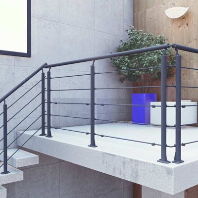 Kit garde-corps aluminium gris anthracite 2m pose à plat, Opalu KORDO
