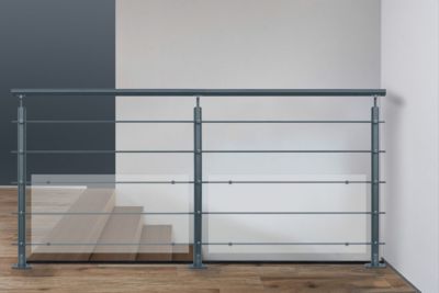 Kit garde-corps aluminium gris anthracite 2m pose à plat, Opalu KORDO