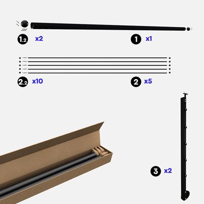 Kit garde-corps aluminium noir 2m pose latérale, Initio KORDO