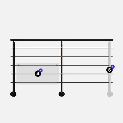 Kit garde-corps aluminium noir 2m pose latérale, Initio KORDO