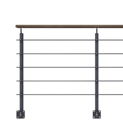 Kit garde-corps anthracite avec main courante Kebony 2m pose en applique, Opalu KORDO