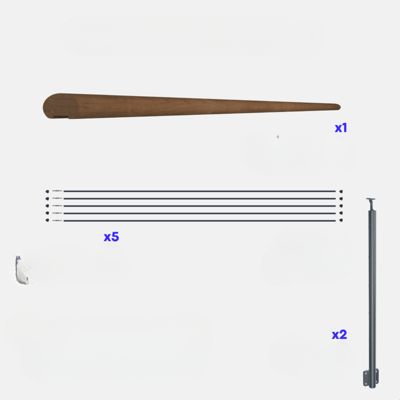 Kit garde-corps anthracite avec main courante Kebony 2m pose en applique, Opalu KORDO
