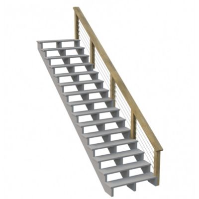 Kit Garde-corps Bois 15 marches JERSEY - Escalier Extérieur - Recoupables - Traité Autoclave - Montage Facile - Garantie 10 ans