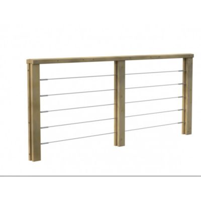 Kit Garde-corps Bois 2,3m JERSEY - Rampes Recoupables - Traité Autoclave - Montage Facile - Garantie 10 ans