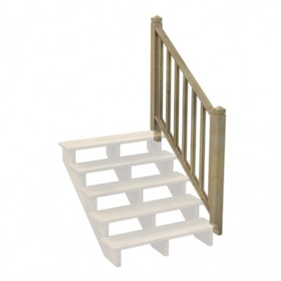 Kit Garde-corps Bois 5 marches - Escalier Extérieur - Rampes Recoupables - Traité Autoclave - Montage Facile - Garantie 10 ans