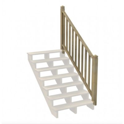 Kit Garde-corps Bois 7 marches - Escalier Extérieur - Rampes Recoupables - Traité Autoclave - Montage Facile - Garantie 10 ans