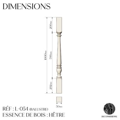 Kit garde-corps bois massif tourné - Longueur 2400mm