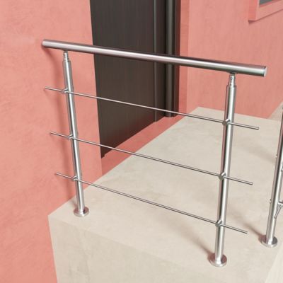 Kit garde-corps inox201 80cm (3 traverses + main courante) pour balcons/escaliers/terrasses. résiste aux intempéries