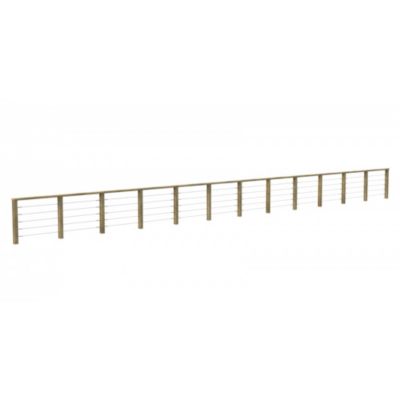 Kit Garde-Corps JERSEY 13,8 m - Bois d'Epicea Traité Autoclave 4 - Tendeur en Inox - Recoupable - Montage Facile