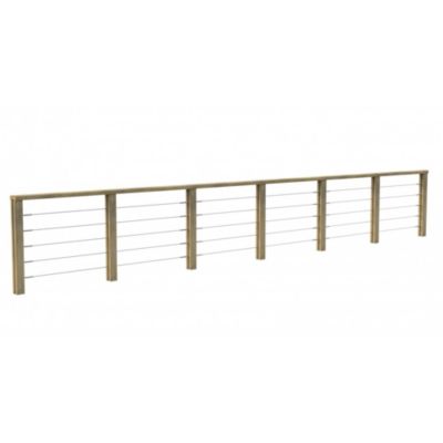 Kit Garde-Corps JERSEY 6,9 m - Bois d'Epicea Traité Autoclave 4 - Tendeur en Inox - Recoupable - Montage Facile