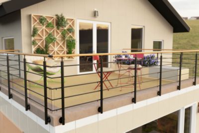 Kit garde corps latéral Alumin'home Oxalis noir 2m effet chêne