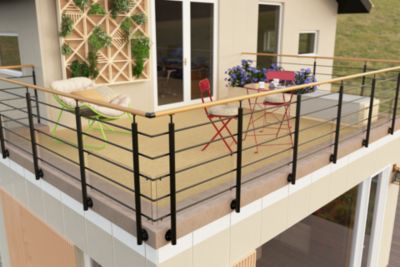 Kit garde corps latéral Alumin'home Oxalis noir 2m effet chêne