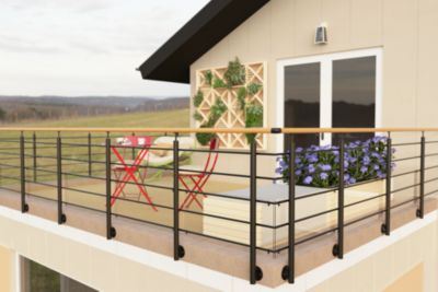 Kit garde corps latéral Alumin'home Oxalis noir 2m effet chêne