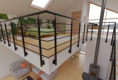Kit garde corps latéral Oxalis Alumin'home noir ral 9005 2m