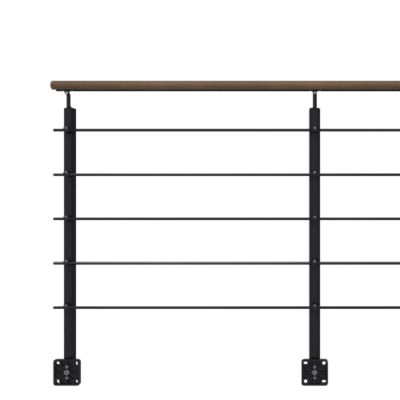 Kit garde-corps noir avec main courante Kebony 2m pose en applique, Opalu KORDO
