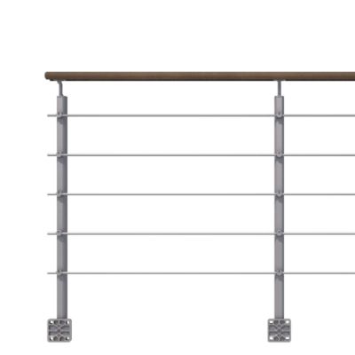 Kit garde-corps silver avec main courante Kebony 2m pose en applique, Opalu KORDO