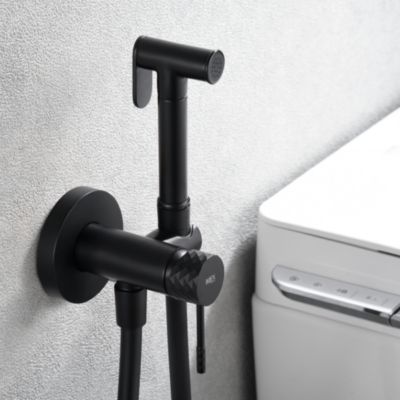 Kit Hygiène Douchette de WC / Bidet Encastré Noir Mat IMEX GENOVA RDG053/NG