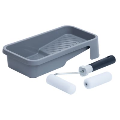 Kit mini rouleau laqueur + 1 manchon laqueur + bac de peinture GoodHome 100mm