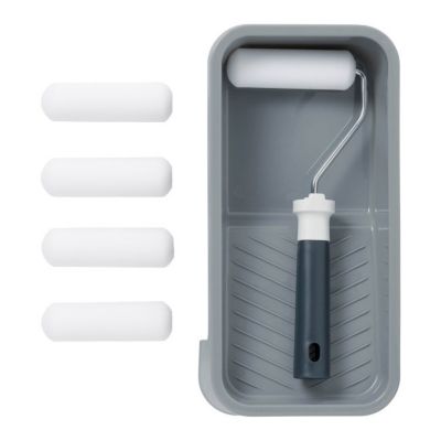 Kit mini rouleau laqueur + 4 manchons 100mm + bac de peinture GoodHome 100mm