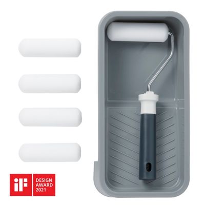 Kit mini rouleau laqueur + 4 manchons 100mm + bac de peinture GoodHome 100mm