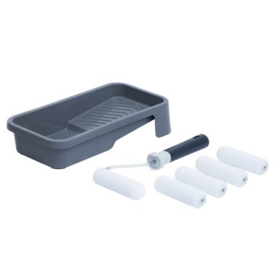 Kit mini rouleau laqueur + 4 manchons 100mm + bac de peinture GoodHome 100mm