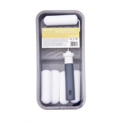 Kit mini rouleau laqueur + 4 manchons 100mm + bac de peinture GoodHome 100mm