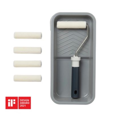Kit mini rouleau mur et plafond + 4 manchons + bac à peinture GoodHome 100mm