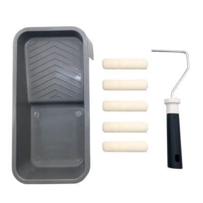 Kit mini rouleau mur et plafond + 4 manchons + bac à peinture GoodHome 100mm