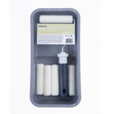 Kit mini rouleau mur et plafond + 4 manchons + bac à peinture GoodHome 100mm