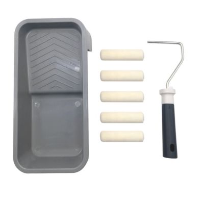 Kit mini rouleau mur et plafond + 4 manchons + bac à peinture GoodHome 100mm