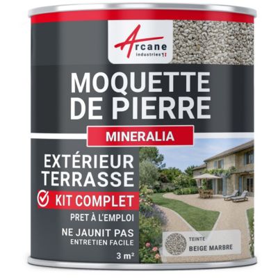 Kit Moquette de Pierre Extérieur Terrasse Drainante - MINERALIA Beige Marbre - 3 m² - ARCANE INDUSTRIES