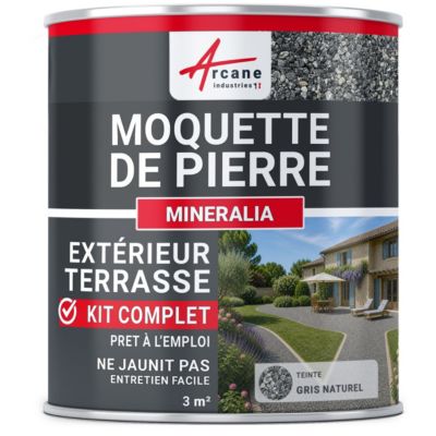 Kit Moquette de Pierre Extérieur Terrasse Drainante - MINERALIA Gris Naturel - 3 m² - ARCANE INDUSTRIES