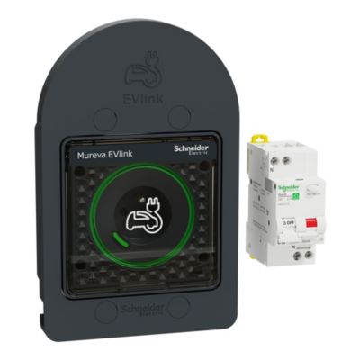 Kit Mureva EVlink - Protection + Prise courant 2P+T renforcée VE IP66 IK08 Gris Schneider Electric