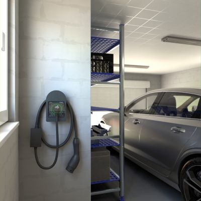 Kit Mureva EVlink - Protection + Prise courant 2P+T renforcée VE IP66 IK08 Gris Schneider Electric