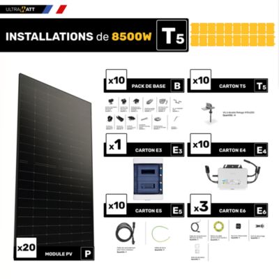 Kit panneau solaire Ultrawatt avec fixation fibro ciment 8500W