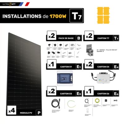 Kit panneau solaire Ultrawatt avec fixation joint debout 1700W