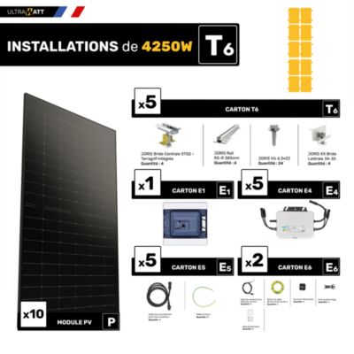 Kit panneau solaire Ultrawatt avec fixation pour bac acier 4250W
