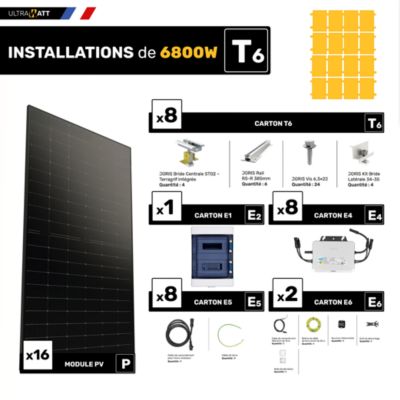 Kit panneau solaire Ultrawatt avec fixation pour bac acier 6800W