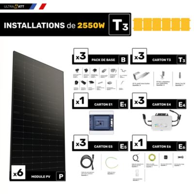 Kit panneau solaire Ultrawatt avec fixation pour tuile plate 2550W